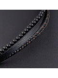 1pc Magnetic Black PU Leather Bracelet For Men: Stylish, Versatile,