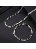 2pcs Stainless Steel Men's Necklace And Bracelet Set, Men's Fashion Accessory - MapleCo