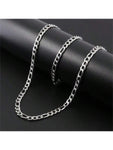 2pcs Stainless Steel Men's Necklace And Bracelet Set, Men's Fashion Accessory