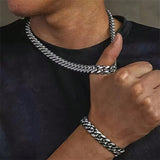 2pcs Stainless Steel Men's Necklace And Bracelet Set, Men's Fashion Accessory