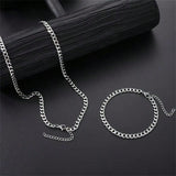 2pcs Stainless Steel Men's Necklace And Bracelet Set, Men's Fashion Accessory - MapleCo