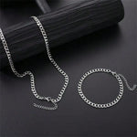 2pcs Stainless Steel Men's Necklace And Bracelet Set, Men's Fashion Accessory