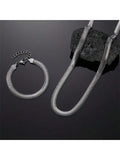 2pcs Stainless Steel Men's Necklace And Bracelet Set, Men's Fashion Accessory