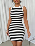 SHEIN Raffinéa Striped Sleeveless Bodycon Mini Dress - MapleCo