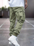 Men Letter Graphic Flap Pocket Drawstring Waist Cargo Pants - MapleCo