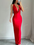 Women's Sexy Draped Neck Backless Summer Dress