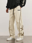 Manfinity Hypemode Men Loose Embroidery Star Pattern Contrast Piping Pants