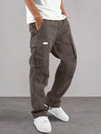 Manfinity Hypemode Men Patched Detail Flap Pocket Drawstring Waist Cargo Pants