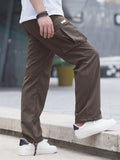 Manfinity Hypemode Men's Solid Color Casual Daily Pocket Design Long Pants - MapleCo