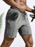 3pcs Men's Zipper Pocket Quick-Drying Shorts, Casual Slightly Stretch Breathable Drawstring Shorts For Summer Outdoor