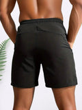 3pcs Men's Zipper Pocket Quick-Drying Shorts, Casual Slightly Stretch Breathable Drawstring Shorts For Summer Outdoor