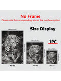 1 Pc Framed Art Decoration Ready To Hang Black And White Leopard Fashion Animal Poster Print Canvas Wildlife Wall Decor Painting Room Home Picture Art Inspiration Framed