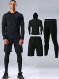 3pcs Men's Compression Pants, Long-Sleeved Shirt, And Hoodie Sports Set For Fitness And Running - MapleCo