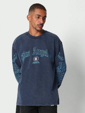 SUMWON Washed Tee With Los Angeles Graphic Print