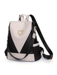 1PC Black Contrast Large Capacity Love Shoulder Bag - MapleCo