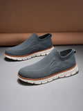 Men's Simple Style Comfortable Knitting Breathable Slip-On Blue Casual Running Shoes, Versatile Outdoor Soft Bottom Loafers - MapleCo