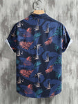 Manfinity RSRT Men Tropical Print Shirt , Short Sleeve Button Up Graphic Colorful Shirt , Vacation Beach - MapleCo