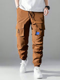 Manfinity Homme Loose-Fit Men's Cargo Pants With Letter Patches, Flap Pockets And Drawstring Waist - MapleCo