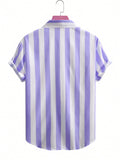 Manfinity Homme Men Vertical Striped Button Up Shirt - MapleCo