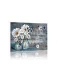 1PC Daisy Flowers Picture For Bathroom Decor Blue Country Butterfly Floral Canvas Painting Quote Inspirational Wall Art Still Life Farmhouse Home Bedroom Wall Decor Ready To Hang