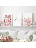 3pcs/Set Finished With Frame, Stylish Modern Pink Canvas Art Set, Stylish Decoration For Bedroom And Living Room, Wall Art, Ideal Gifts