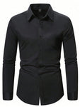 Manfinity Men Solid Button Front Long Sleeve Shirt