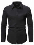 Manfinity Men Solid Button Front Long Sleeve Shirt