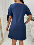 SHEIN Lady Women's Summer Casual Open Shoulder Dress With Beaded Decoration And Shell Hemline