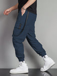 Manfinity EMRG Men Flap Pocket Buckle Detail Cargo Pants Long Slacks Plain All White Going Out - MapleCo