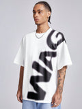 Manfinity StreetEZ Men's Loose-Fit Short Sleeve T-Shirt With Printed English Graphic, Suitable For Summer