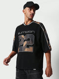 SUMWON Oversized Fit Hockey Tee With Camo Shoulder Panel