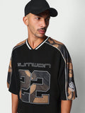 SUMWON Oversized Fit Hockey Tee With Camo Shoulder Panel