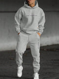 Manfinity Homme Men's Loose Fit Hoodie And Sweatpants Set With Letter Print