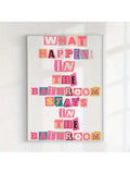 1pc Stylish Pink Bathroom Canvas Poster With Minimalist And Funny Quotes, Bathroom, Bedroom, Room Wall Decor, Creative Gift, Unframed