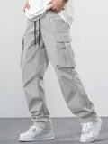 Manfinity Hypemode Loose Fit Men's Cargo Pants With Flap Pockets And Side Drawstring Waist