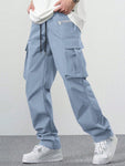 Manfinity Hypemode Loose Fit Men's Cargo Pants With Flap Pockets And Side Drawstring Waist