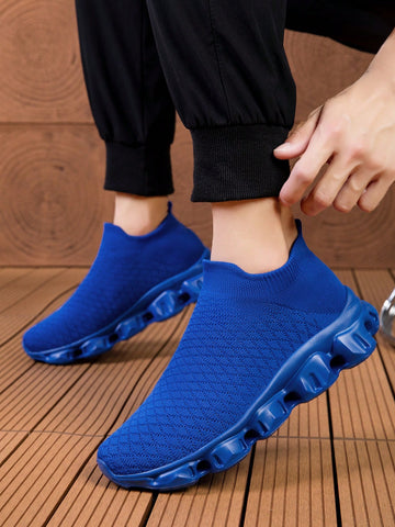 NEW Men's Knitted Breathable Lightweight Slip-On Running Shoes, Comfortable, Simple And Versatile For Casual Sports, Fitness, Running, Daily Walking - MapleCo