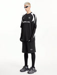 NEON BLANC Men's Loose Street Style Mesh Knit Patchwork Drop Shoulder Jersey, Suitable For Summer And Sports