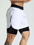 Manfinity Men's Elastic Waist Zipper Pocket Casual Sports Shorts Back To School