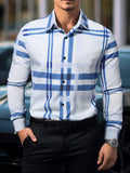 Manfinity EMRG Men's Spring/Summer Checkered Printed Long Sleeve Casual Shirt - MapleCo