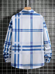 Manfinity EMRG Men's Spring/Summer Checkered Printed Long Sleeve Casual Shirt - MapleCo