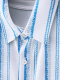 Manfinity CasualCool Manfinity CasualCool Men's Linen Striped Short-Sleeved Shirt For Daily Commute In Summer - MapleCo