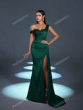 Faeriesty Asymmetrical Neck Mermaid Hem Formal Dress Elegant Prom Evening Wedding Guest Gown, For Graduation, Dinner