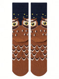 1 Pa1 Pair Funny Socks Men's Socks Comfortable Crazy Happy Socks Novelty Halloween Owl Fashion Women's Socks - MapleCo