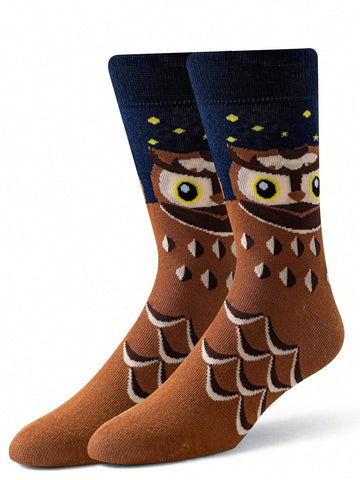 1 Pa1 Pair Funny Socks Men's Socks Comfortable Crazy Happy Socks Novelty Halloween Owl Fashion Women's Socks - MapleCo