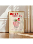 Dirty Shirley Poster, Pink Cocktail Wall Art, Living Room Decoration, Women Aesthetic Poster, Feminine Dorm Wall Art, Housewarming Gift,No Frame