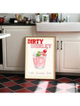 Dirty Shirley Poster, Pink Cocktail Wall Art, Living Room Decoration, Women Aesthetic Poster, Feminine Dorm Wall Art, Housewarming Gift,No Frame