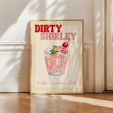 Dirty Shirley Poster, Pink Cocktail Wall Art, Living Room Decoration, Women Aesthetic Poster, Feminine Dorm Wall Art, Housewarming Gift,No Frame - MapleCo