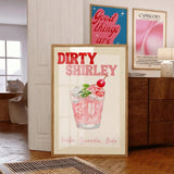 Dirty Shirley Poster, Pink Cocktail Wall Art, Living Room Decoration, Women Aesthetic Poster, Feminine Dorm Wall Art, Housewarming Gift,No Frame - MapleCo