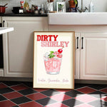 Dirty Shirley Poster, Pink Cocktail Wall Art, Living Room Decoration, Women Aesthetic Poster, Feminine Dorm Wall Art, Housewarming Gift,No Frame